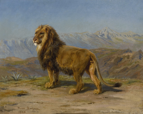 Lion in a Mountainous Landscape, 1900, Rosa Bonheur