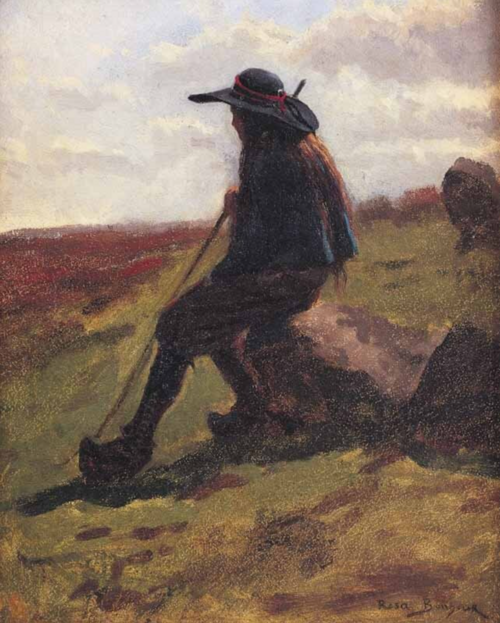 Auvergne peasant sitting on a rock, , Rosa Bonheur