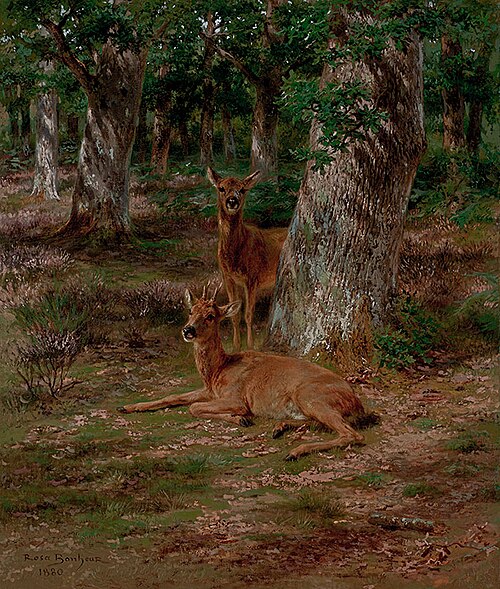 Two Young Deer in a Forest, 1880, Rosa Bonheur