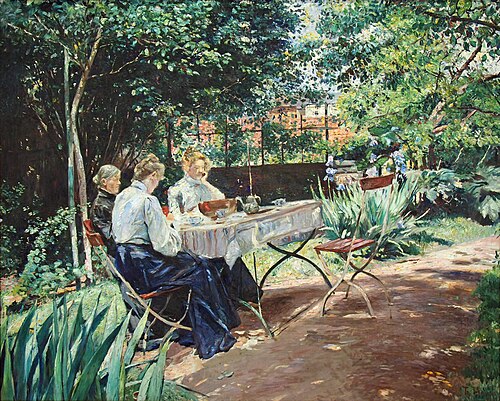Die Familie des Künstlers im Garten, 1906, Theodor Hagen