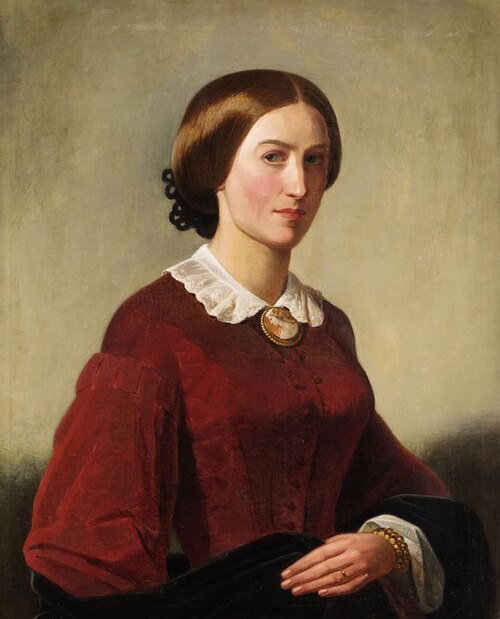 Porträt einer Dame mit Brosche, 1850, Theodor Leopold Weller