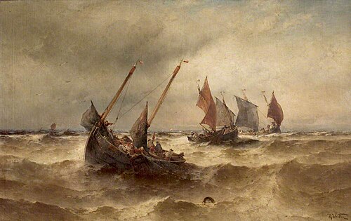 Fishing Boats at Sea, , Theodor Alexander Weber