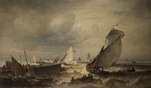 Fishing Boats Leaving Ostend Harbour, , Theodor Alexander Weber