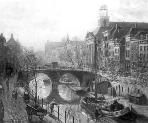 Gezicht op de Oudegracht te Utrecht, 1910, Johan Coenraad Ulrich Legner