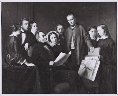 Portrait of François Louis Mollinger (1793-1883), Grietje Zegers (1798-1879) and their children, 1856, Louis Gerard Constant Mollinger