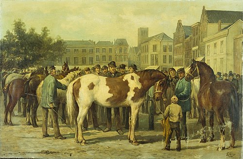 Paardenmarkt op het Vredenburg te Utrecht, 1880, Klaas van Vliet