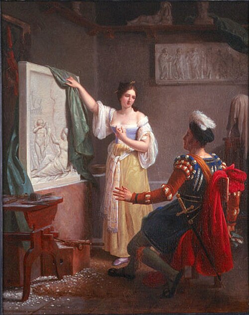 Properzia de Rossi terminant son dernier bas-relief, 1822, Jean-Louis Ducis