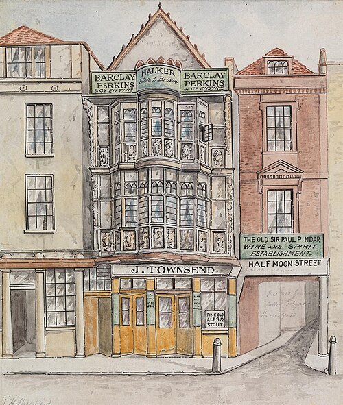 Sir Paul Pindar's House, Bishopsgate Street, 1856, Thomas H. Shepherd