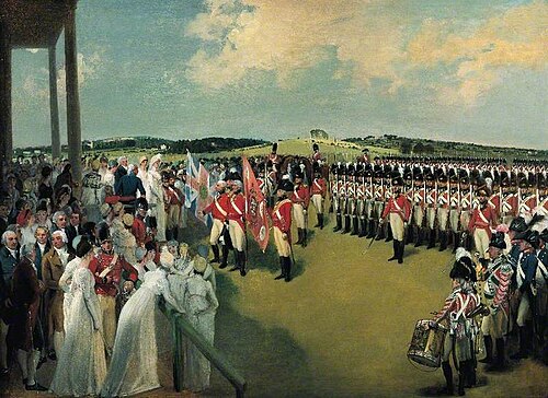 Presentation of the Colours to the Bank of England Volunteer Corps, 1799, Thomas Stothard