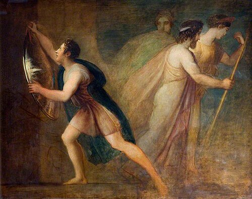 Orestes Hanging up the Shield of Agamemnon, , Thomas Stothard