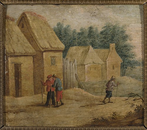 Village buildings with peasants, , Thomas van Apshoven