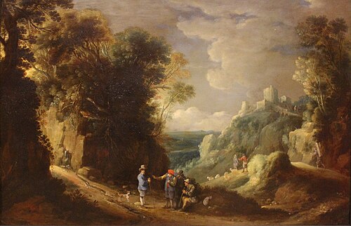 Wooded mountain landscape with shepherds, 1650, Thomas van Apshoven