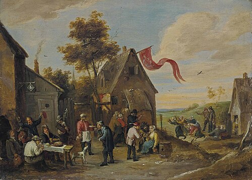 The Kermesse of Saint George with peasants feasting before an inn, 1650, Thomas van Apshoven
