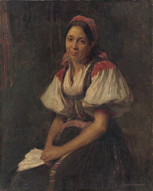 Sedliacka žena v kroji, 1900, Elemír Halász-Hradil