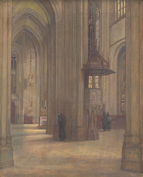 Interiér košického dómu, 1919, Elemír Halász-Hradil