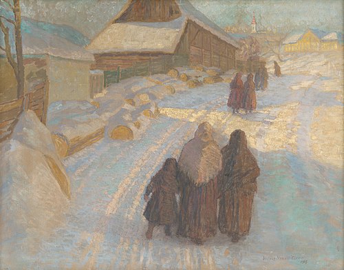 Zima na dedine, 1909, Elemír Halász-Hradil