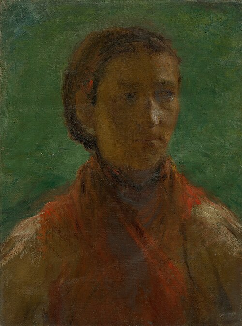 Dievča v červených šatách, 1905, Elemír Halász-Hradil