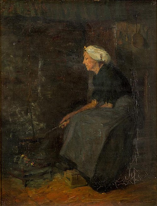 Vrouw bij kookplaats, 1883, Henri Teixeira de Mattos
