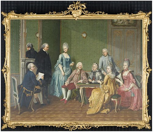 Portrait of Bruno Martens (1695-1769), Eleonora Christina Bingelius (1697-1774) and their children, 1769, Benjamin Samuel Bolomey