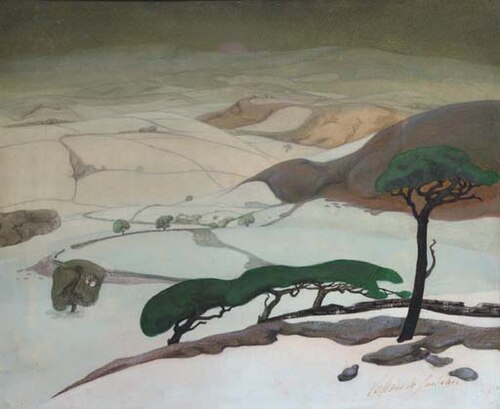 A view of a valley, Wales, 1914, Valerius De Saedeleer