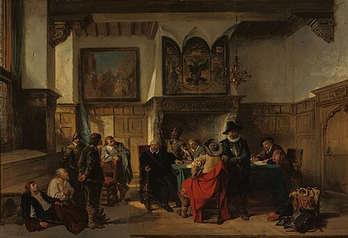 Een krijgsraad "verhoor van een spion" in de 17e eeuw, 1867, Herman Frederik Carel ten Kate