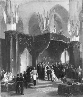Anno 1849. Coronation of king Willem III in the Nieuwe Kerk, 1863, Herman Frederik Carel ten Kate