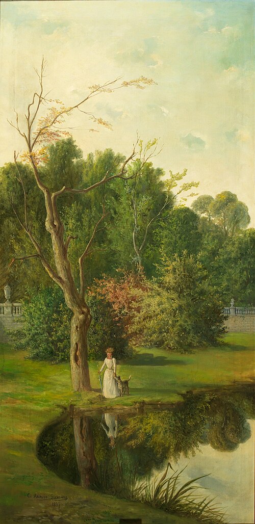 Paisaje con figuras junto a un lago, 1891, Ceferino Araujo