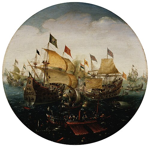 Sea Battle between Dutch and Spanish Ships, 1604, Aart van Antum