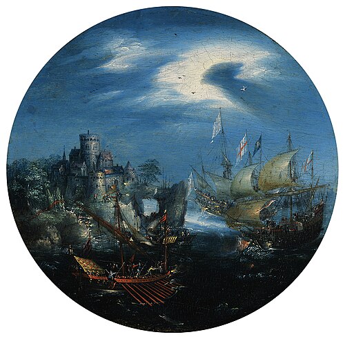 Seegefecht vor felsiger Küste, 1610, Aart van Antum