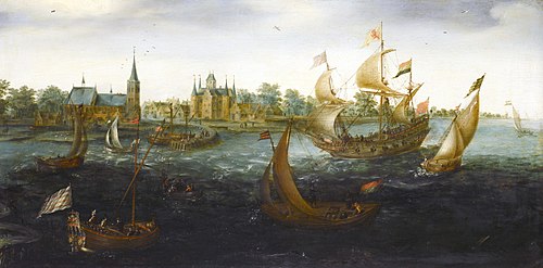 Navires au large IJsselmonde, 1617, Aart van Antum