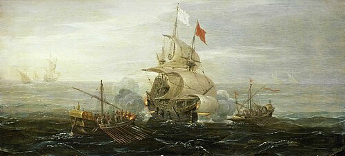 A French Ship and Barbary Pirates, 1615, Aart van Antum