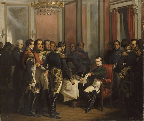 Napoléon signe son abdication à Fontainebleau, 11 avril 1814, 1843, François Bouchot