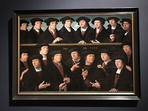 A group of militia men (schutters), 1529 (middle panel), 1529, Dirck Jacobsz