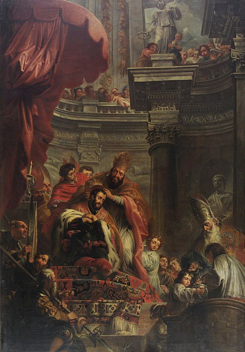 Crowning of Charles V in Bologna, 1681, Jean-Érasme Quellin