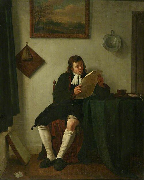 Interior with Man Reading, 1784, Jan Ekels