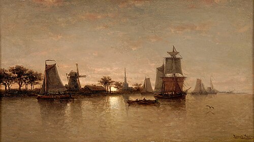 River Landscape at Moonlight, , Auguste Musin