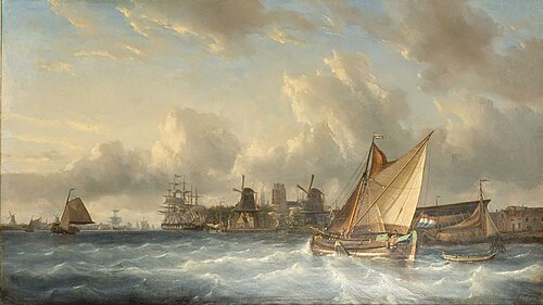 Schepen bij Dordrecht, 1873, François Carlebur