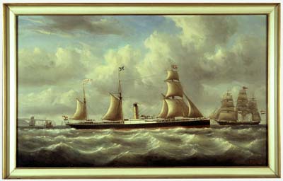 Het stoomschip 'Koning der Nederlanden' van de Stoomvaart Maatschappij 'Nederland', 1875, François Carlebur