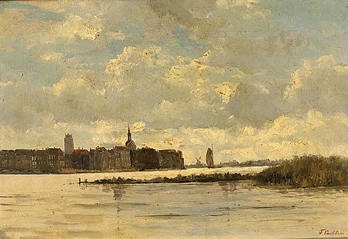 View of Dordrecht, 1870, François Carlebur
