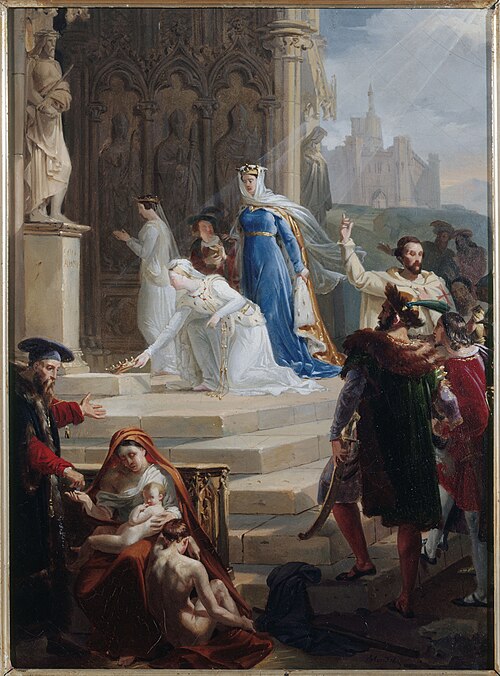 Esquisse pour l'église Sainte-Elisabeth : Sainte Elisabeth, reine de Hongrie, déposant sa couronne a, 1824, Merry-Joseph Blondel