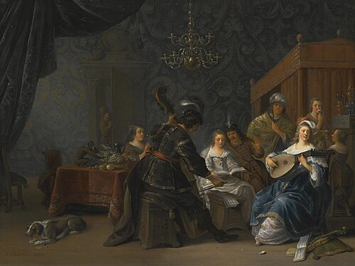 Musical party with an allegory of the five senses, 1649, Antonie Palamedesz