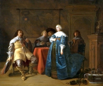 Elegant company in an interior., , Antonie Palamedesz