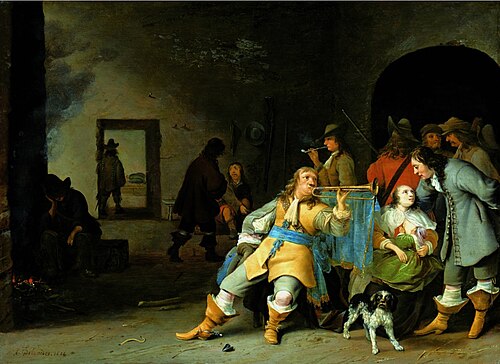 Une scène de corps de garde avec un trompettiste., 1654, Antonie Palamedesz