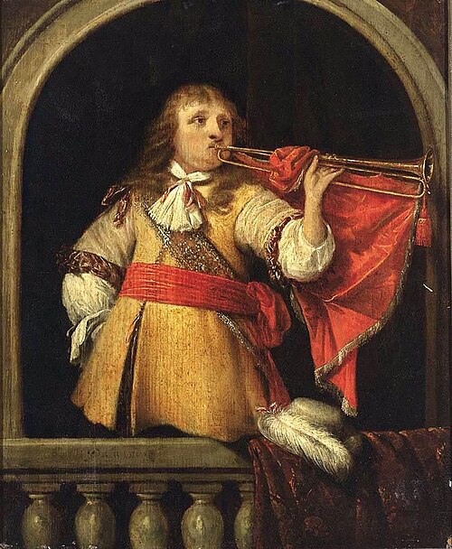 An Officer Blowing a Trumpet, 1650, Antonie Palamedesz