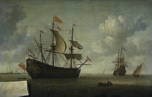 The seizure of the English flagship 'Royal Charles,' captured during the raid on Chatham, June 1667, 1667, Jeronymus van Diest II