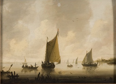 Ships on a river, 1652, Jeronymus van Diest II