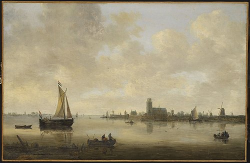 View of Dordrecht from the Oude Maas, 1650, Jeronymus van Diest II