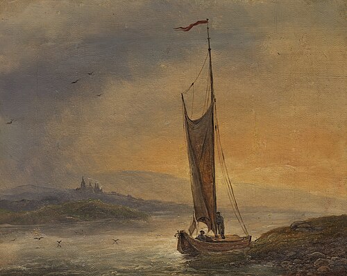 Sailboat in the evening light, 1840, Johann Friedrich Boeck