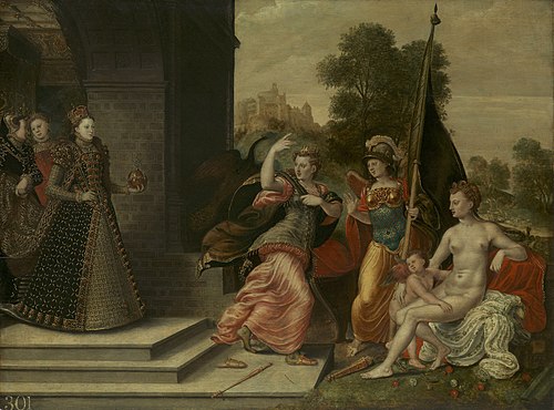 Elizabeth I and the Three Goddesses, 1569, Hans Eworth