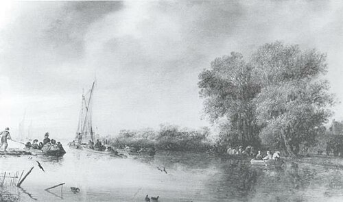 River Landscape with Boats, 1645, Salomon van Ruysdael